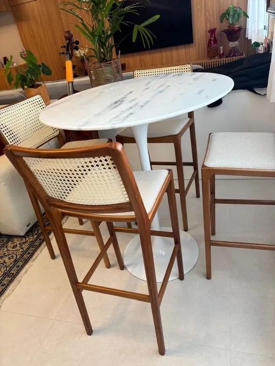 Mesa de Jantar de Mármore 70cm - Foto 2