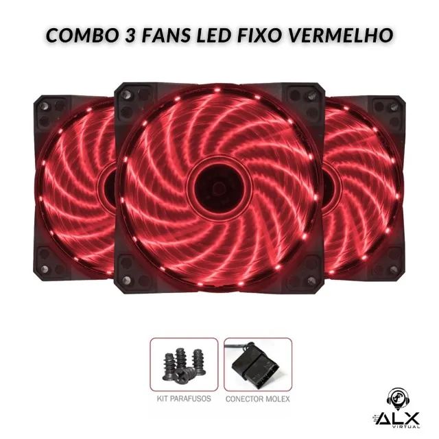 Combo 3 Fans Led Fixo Bf-23 120mm Bluecase (Entrega Grátis) - Foto 5