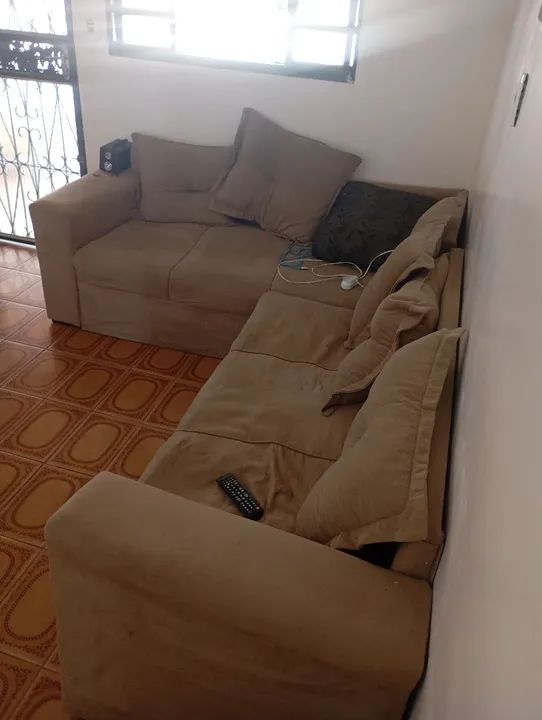 Sofá de Canto em L - Bege