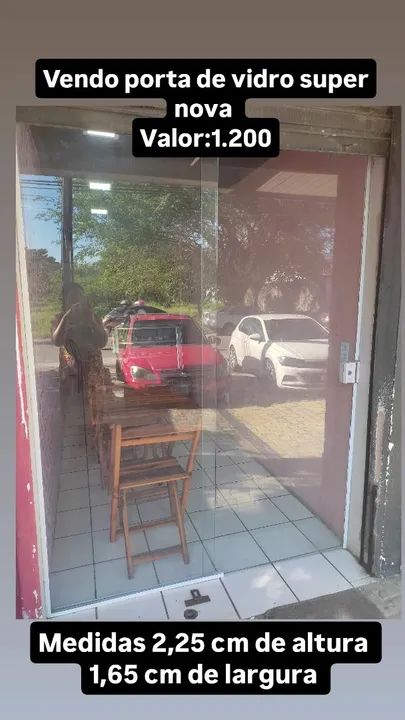 Porta de vidro 2,25x1,65m - R$ 1.200 - Foto 2