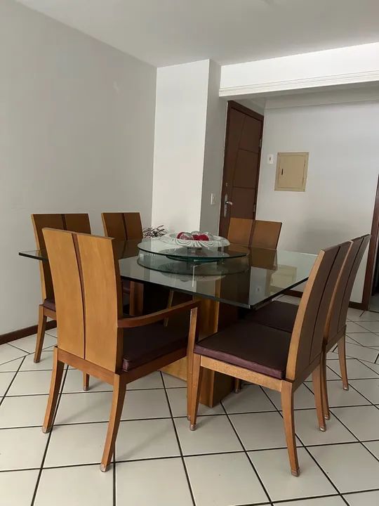 Conjunto de Mesa de Jantar de Vidro com 6 Cadeiras