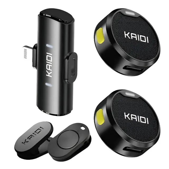 Microfone Lapela Redondo Com Imã Sem Fio Duplo Anti Ruído p/ Android e iPhone Kaidi - Foto 2