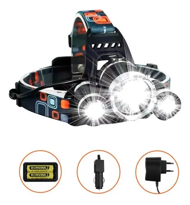 Lanterna De Cabeça Com 3 Leds Para Trilha Camping Função Sos - Foto 4