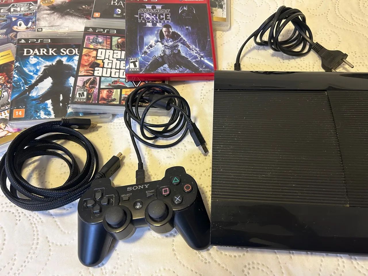 Playstation 3 Slim + Controle + Jogos