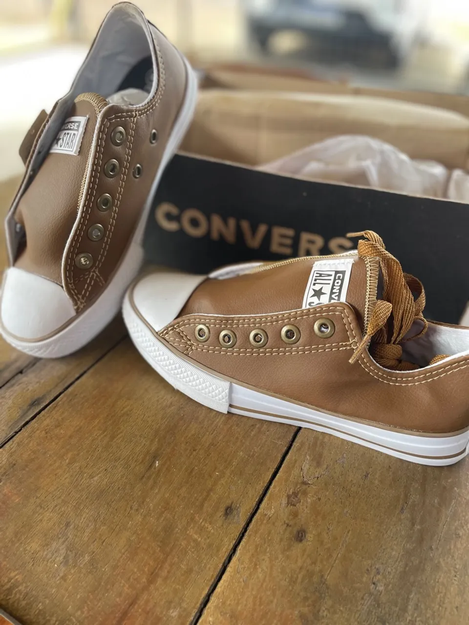 Converse All Star Marrom Couro