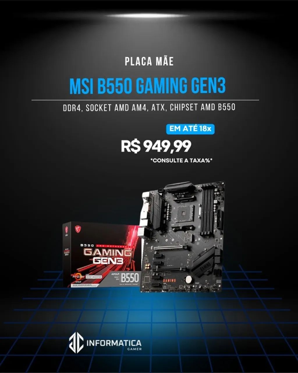 Placa Mae MSI B550 Gaming GEN3, DDR4, Socket AMD AM4, ATX(JCINFORMATICA)