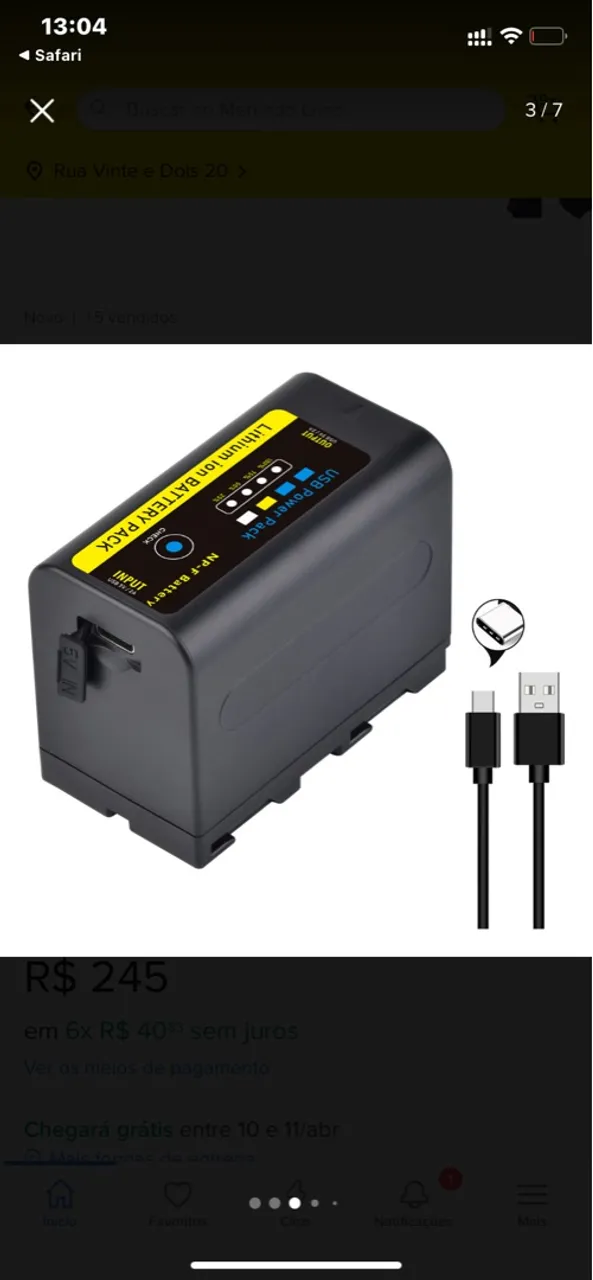 Bateria NPF750 para led e câmeras