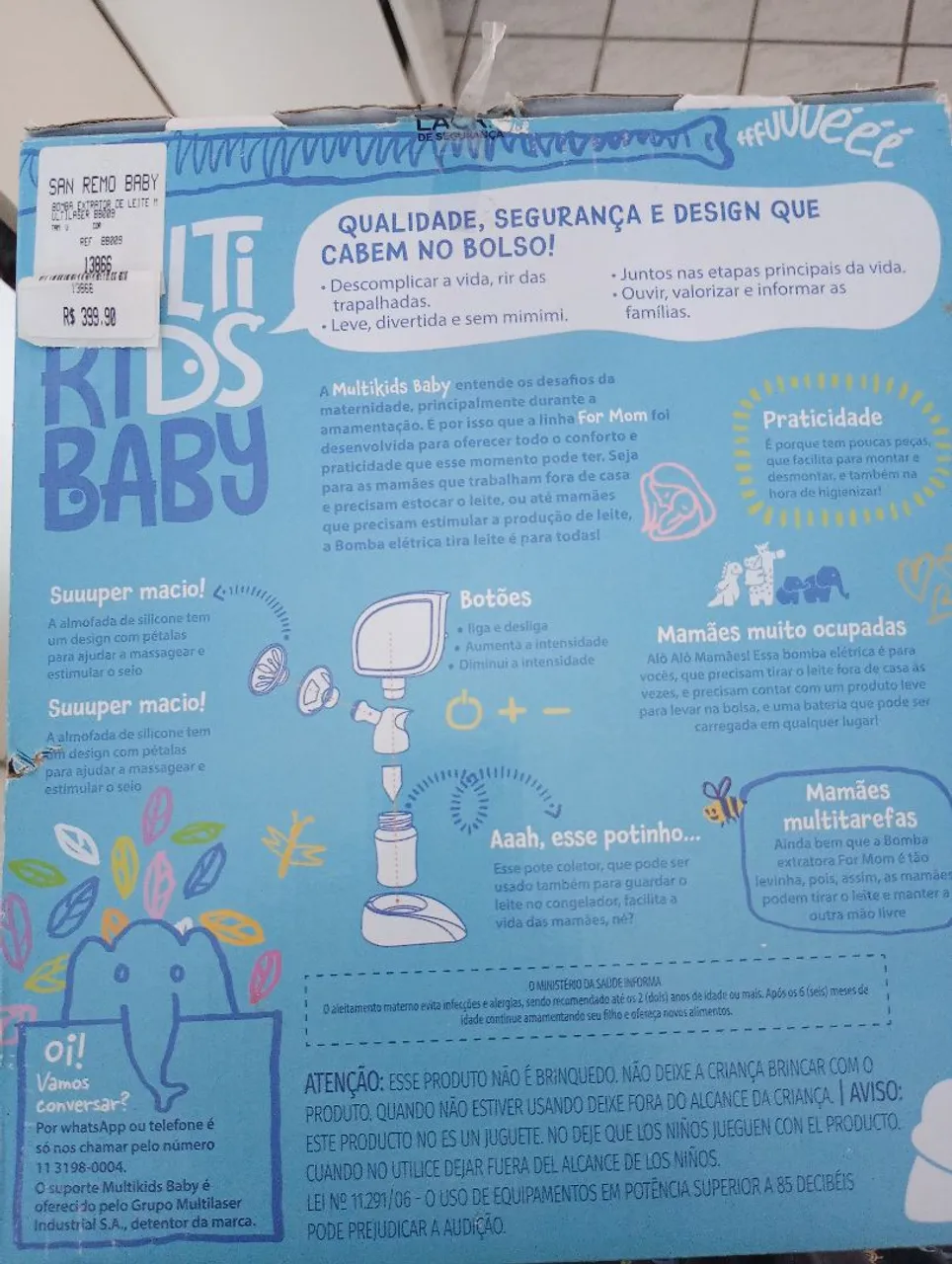 Bomba de Leite Elétrica Multikids Baby For Mom