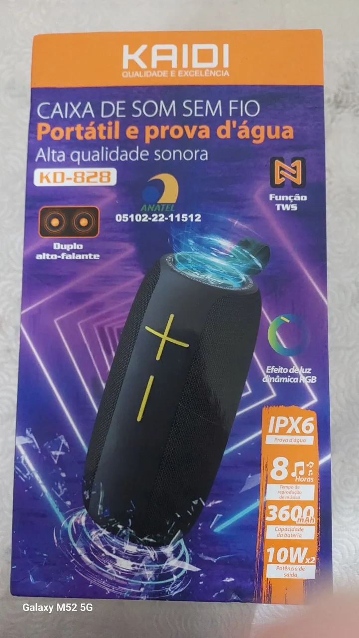 Caixa de Som KAIDI KD-828 - Portátil e Prova d'Água