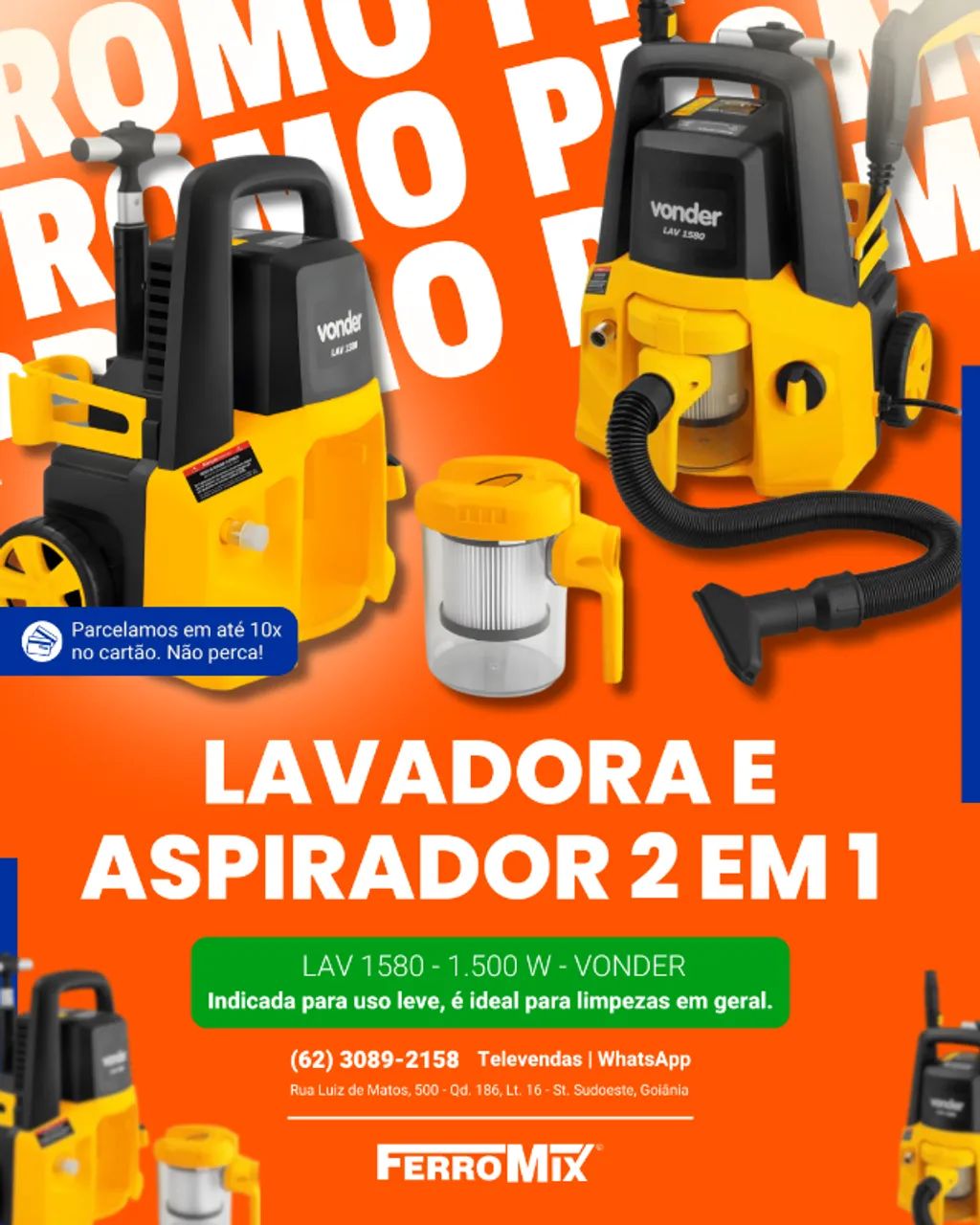 Lavadora De Pressão E Aspirador 2 Em 1 Lav 1580 Vonder Cor Amarelo Frequência 50 Hz/60 HzL