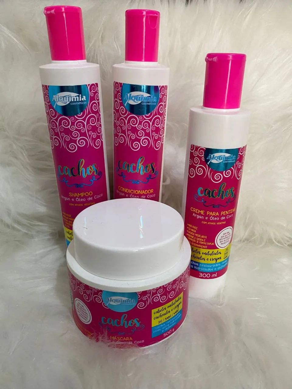 Kit Completo Alquimia Cachos - Shampoo, Condicionador, Máscara e Creme para Pentear