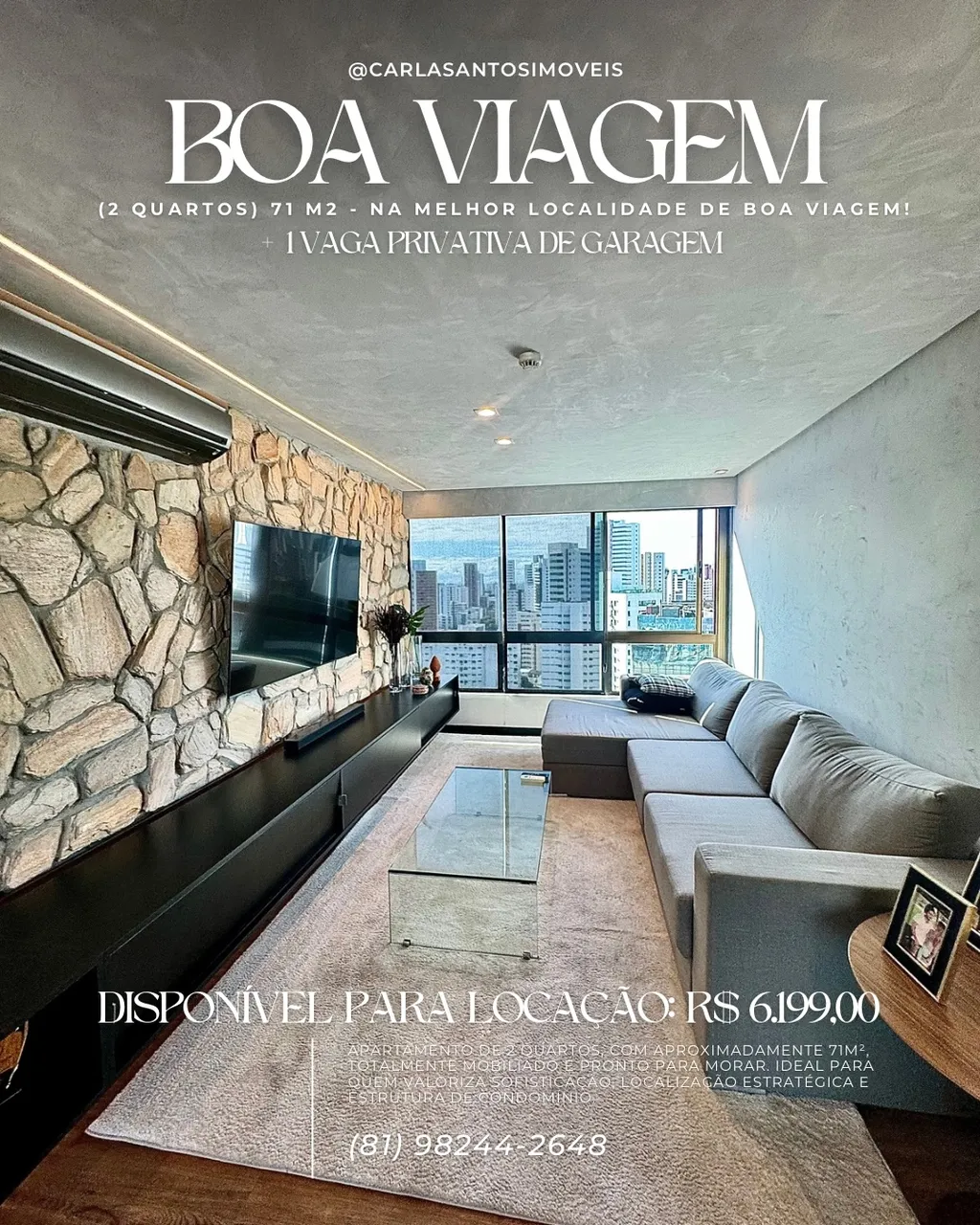 Apartamento mobiliado para locação 2 quartos em Boa Viagem, Recife