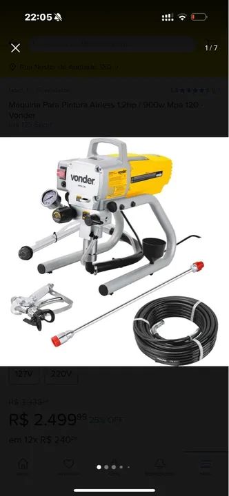 Pistola de Pintura Airless Vonder 1,2hp 900w 120L/min - Foto 5