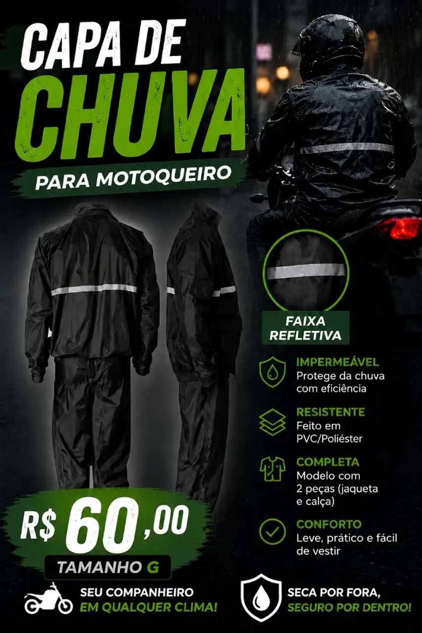 Capa de Chuva para Motoqueiro 