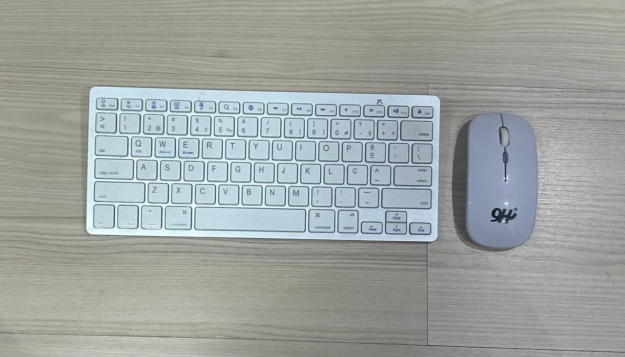 Teclado Bluetooth Branco + Mouse Bluetooth Branco