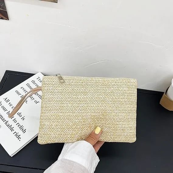 bolsa feminina de palha clutch