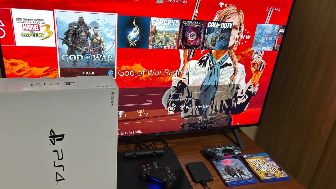 PS4 Slim/Pro + 2 Controle  Excelente Estado e Funcionando Perfeitamente - Foto 4
