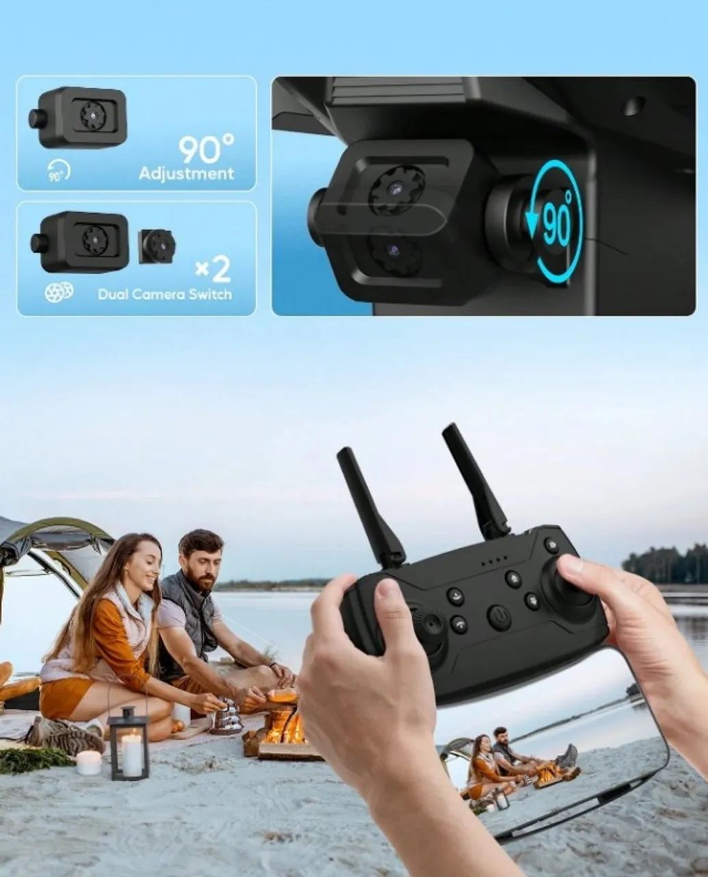 Drone com câmera Full Hd 90 graus | 3 em Estoque - Foto 2