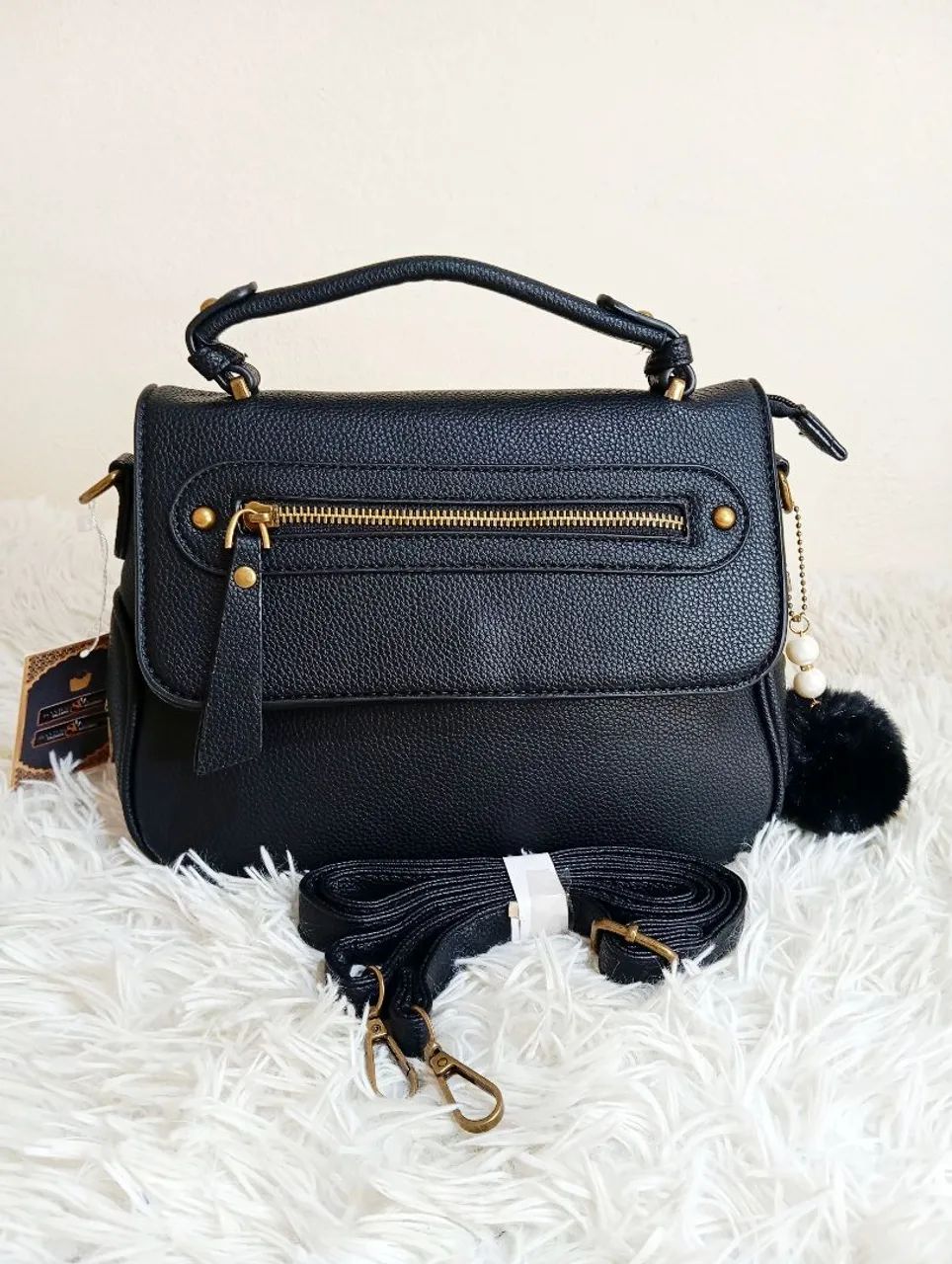 Bolsa Média Feminina com 07 Divisórias Nova Preta - Foto 2