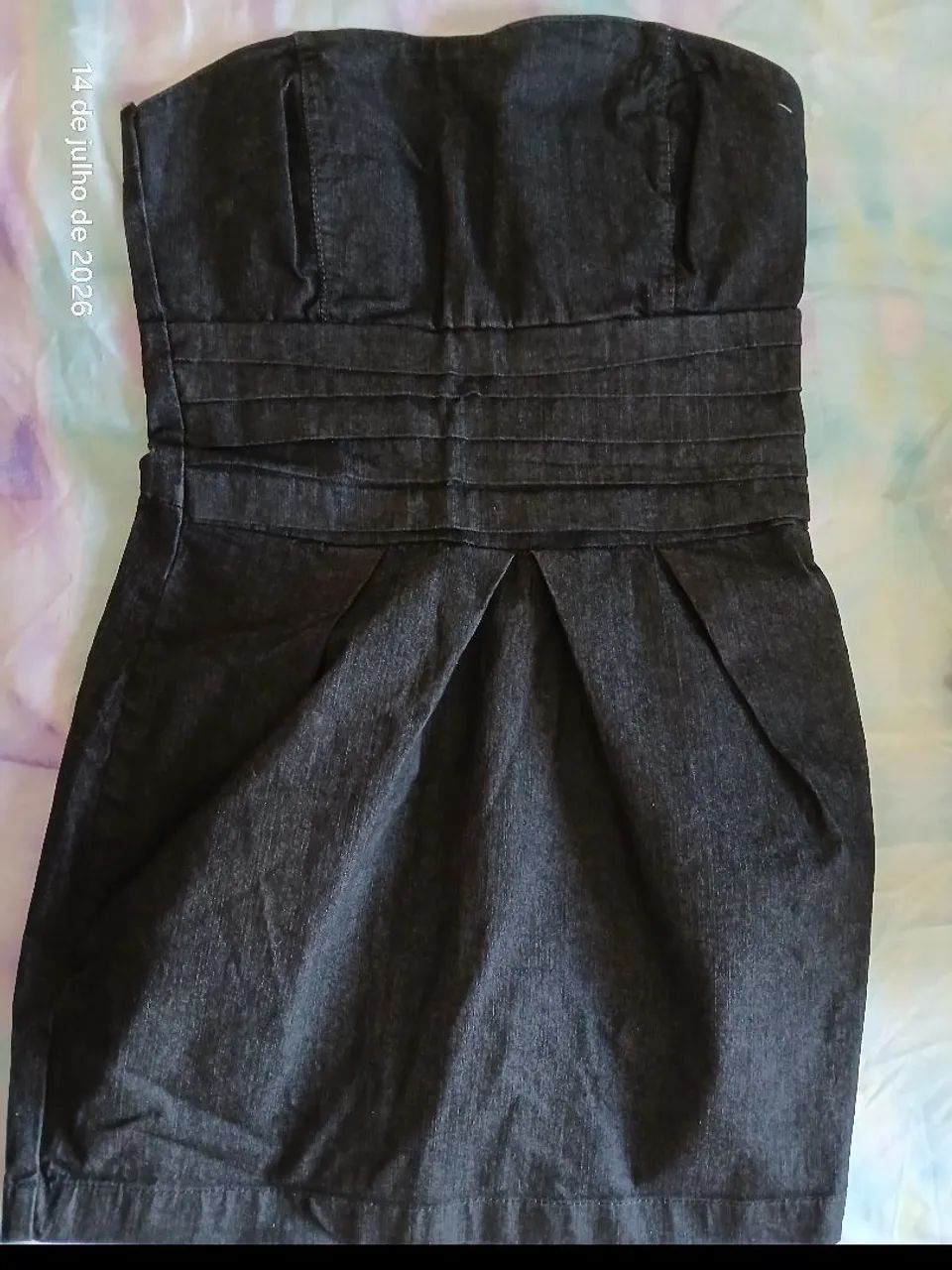 Vestido jeans tomara que caia Tam. 44 Marca: Pool