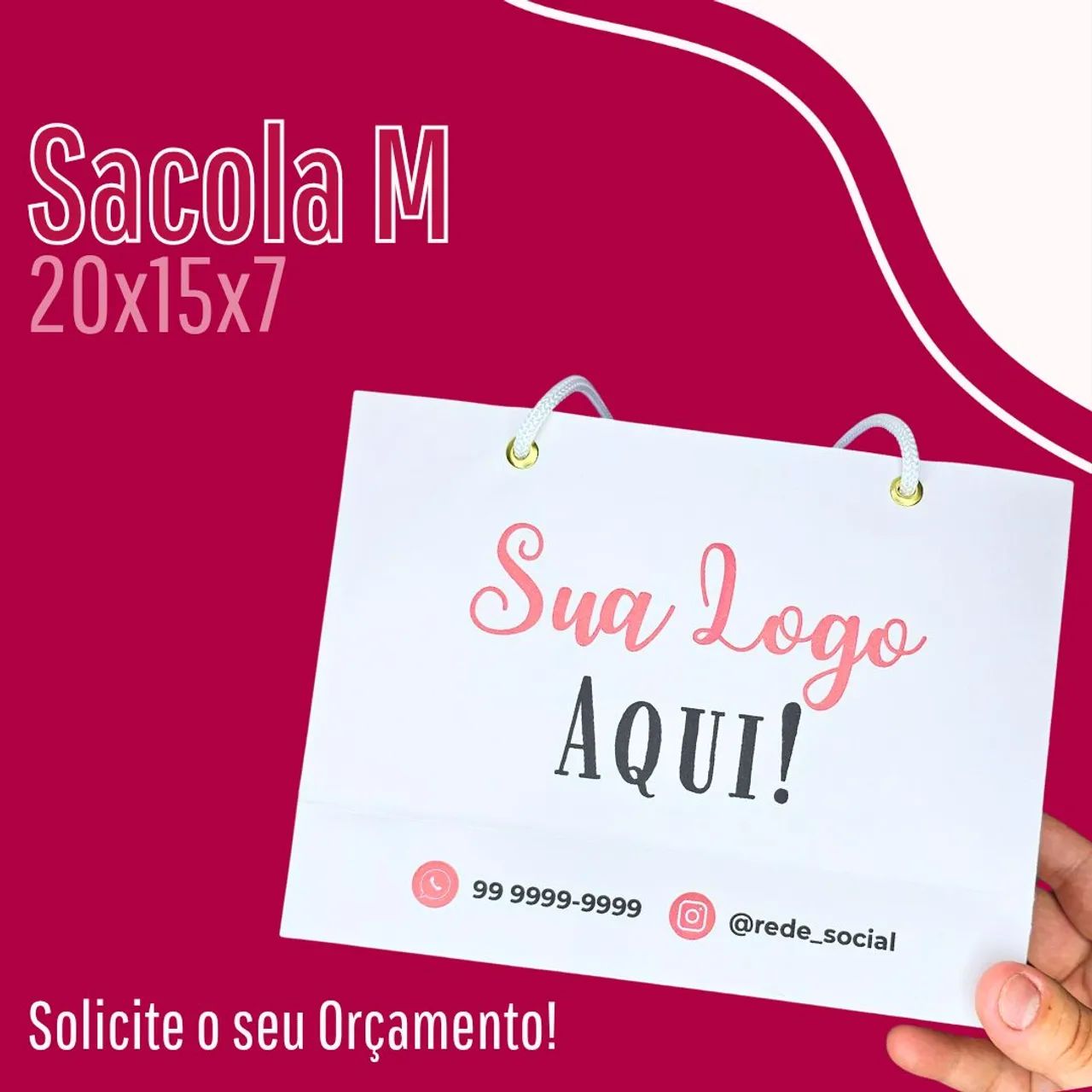 Sacolas Personalizadas - Tam M - 20x15x7