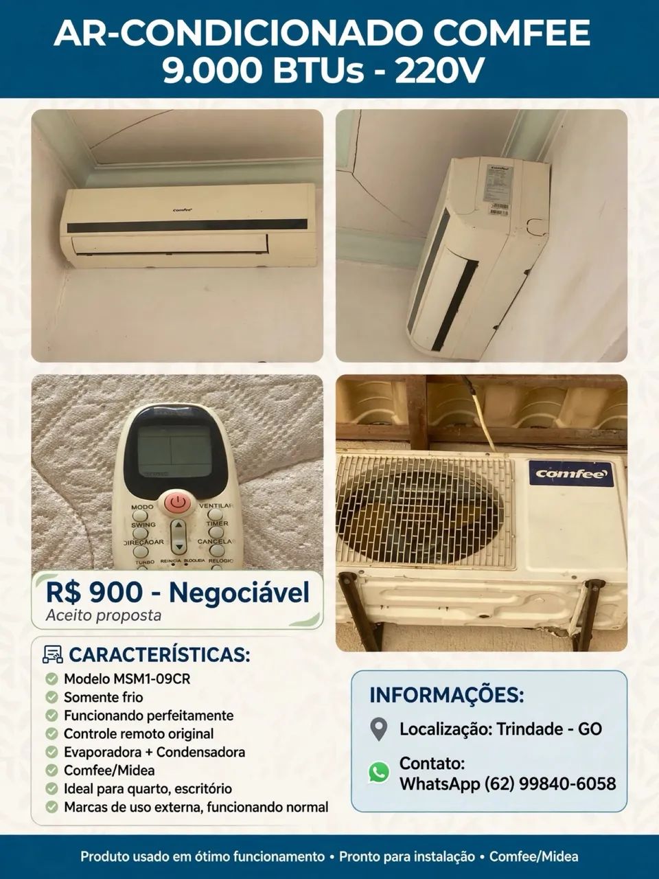 Ar condicionado comfee 