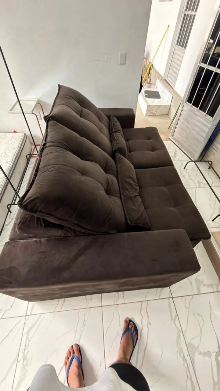 SOFÁ RETRÁTIL DOIS LUGARES PRETO  - Foto 2