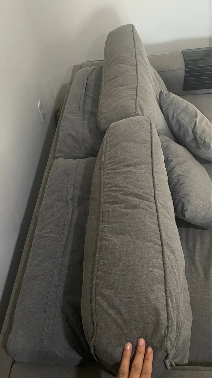 Sofá cama linho cinza 3 lugares  - Foto 4