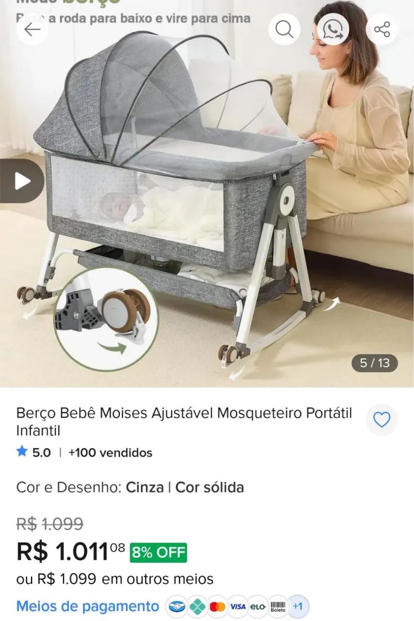 VENDO BERÇO MOIS ÉS NOVO - Foto 2