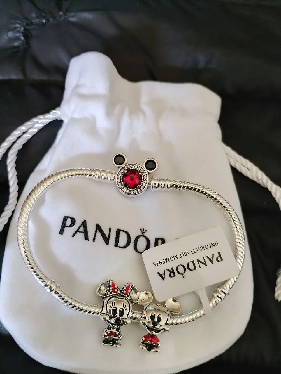 Pulseira Disney Mickey e Minnie em Prata 925 - Foto 4
