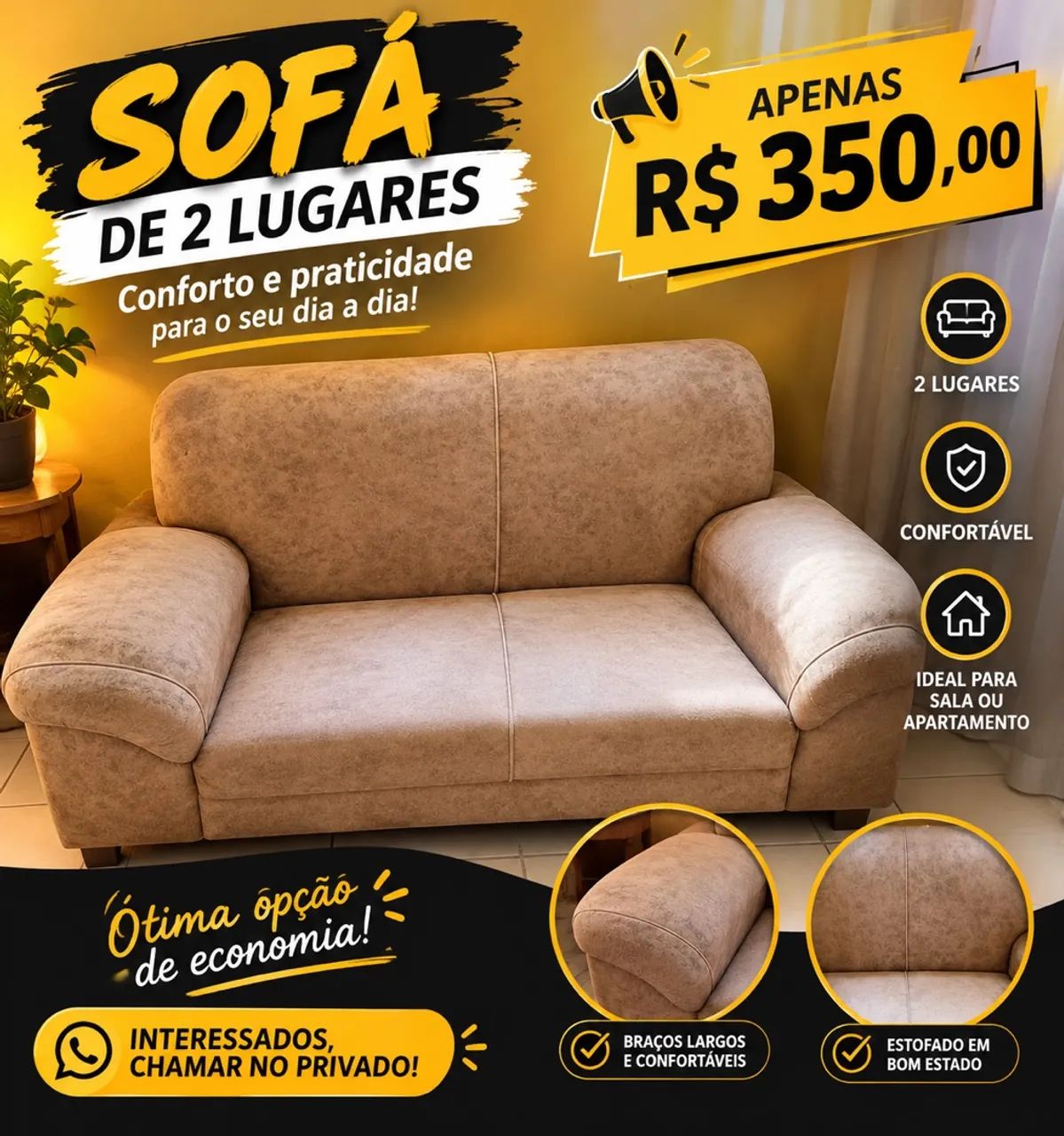 Sofá dois lugares no precinho