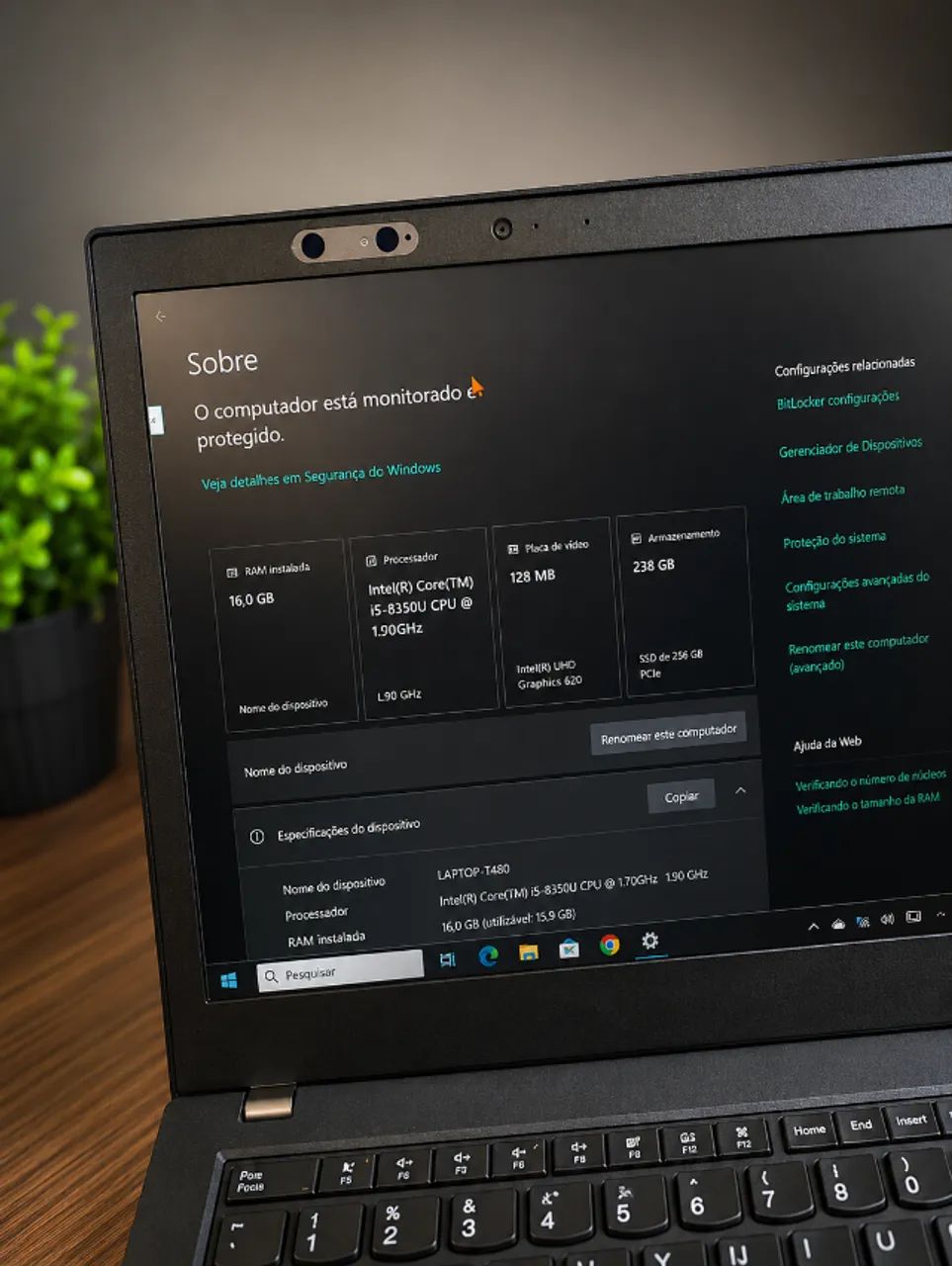 Lenovo ThinkPad T480 i5 8ª | 16GB RAM | SSD 256GB | Full HD |Bateria Dupla + Maleta brinde - Foto 5