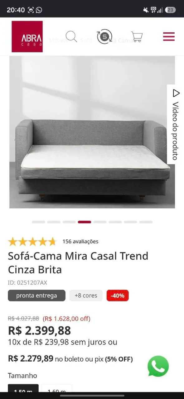 Sofa cama 2 lugares sued(ABRA-CASA). - Foto 3