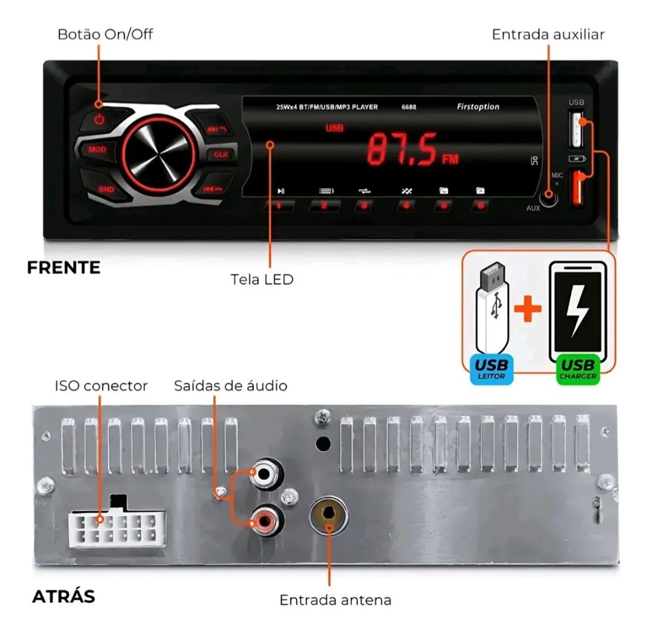 Som Automotivo com Bluetooth - Foto 3