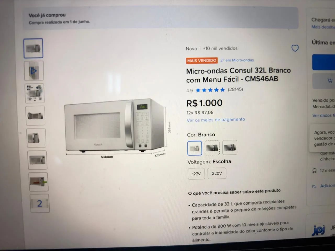 Micro ondas Consul 