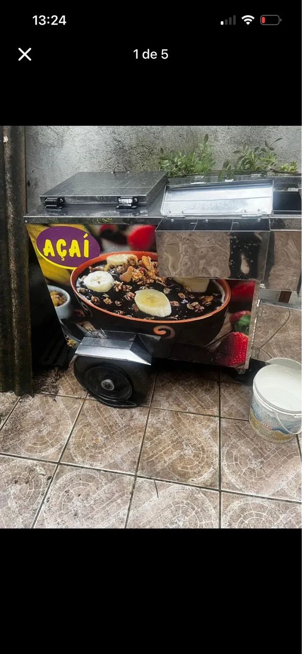 Carrinho de açaí de indox