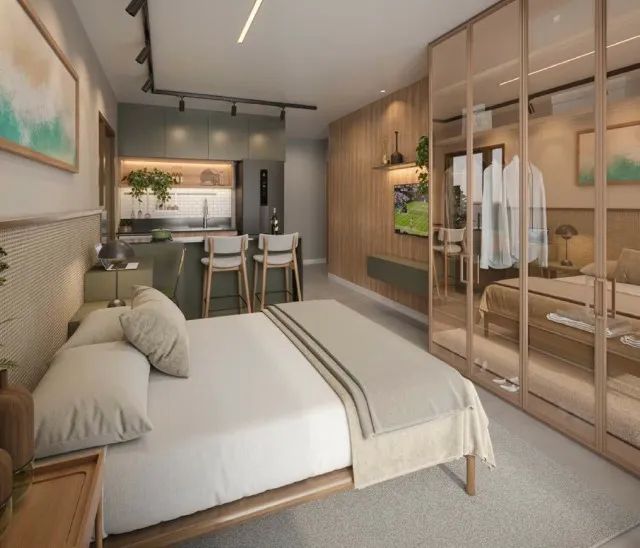 Studio abaixo de 430 mil, com lazer completo