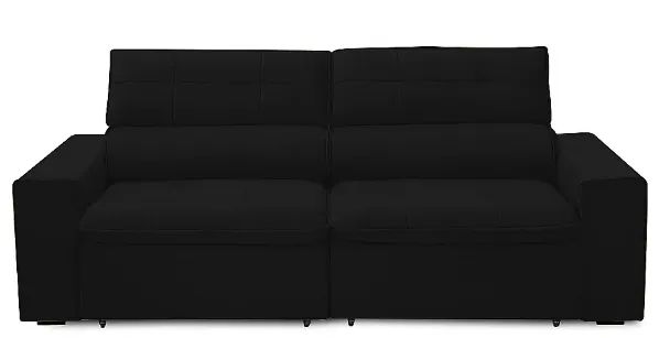 Sofá Retrátil e Reclinável 2 Lugares Preto  - Foto 2