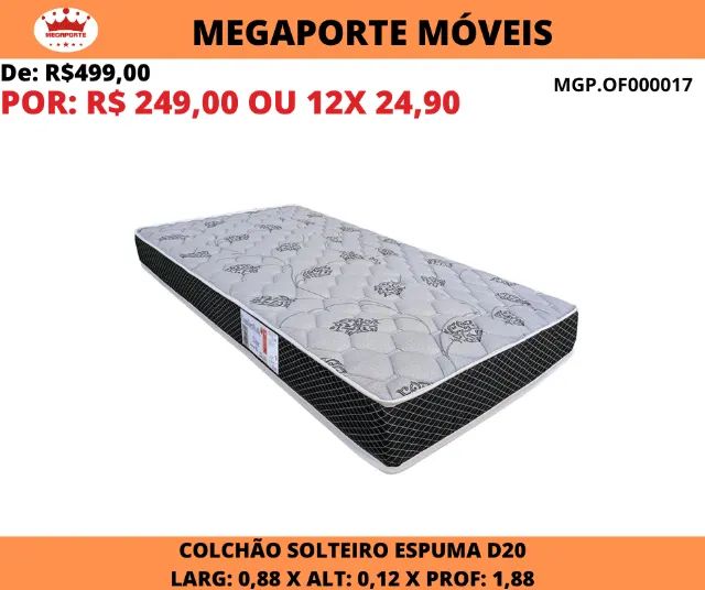 Colchão Solteiro Espuma D20