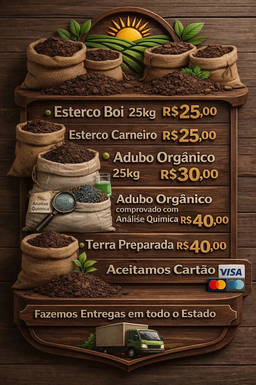 Esterco R$30 aceitamos crédito e débito 