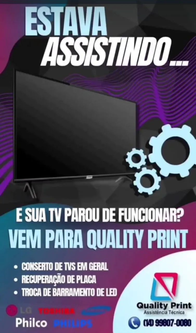 Conserto de tvs em geral. Buscamos e entregamos sem custo adicional. 