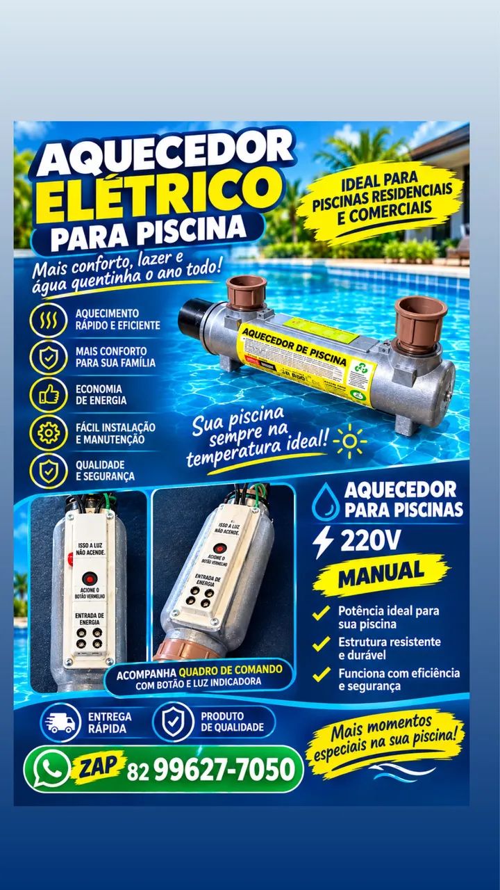 Aquecedor elétrico para piscina 10mil litros 