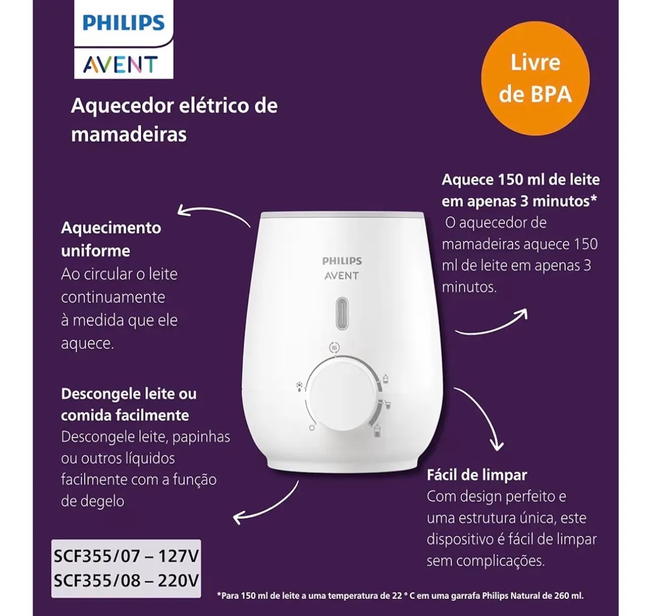 Aquecedor elétrico de mamadeira 