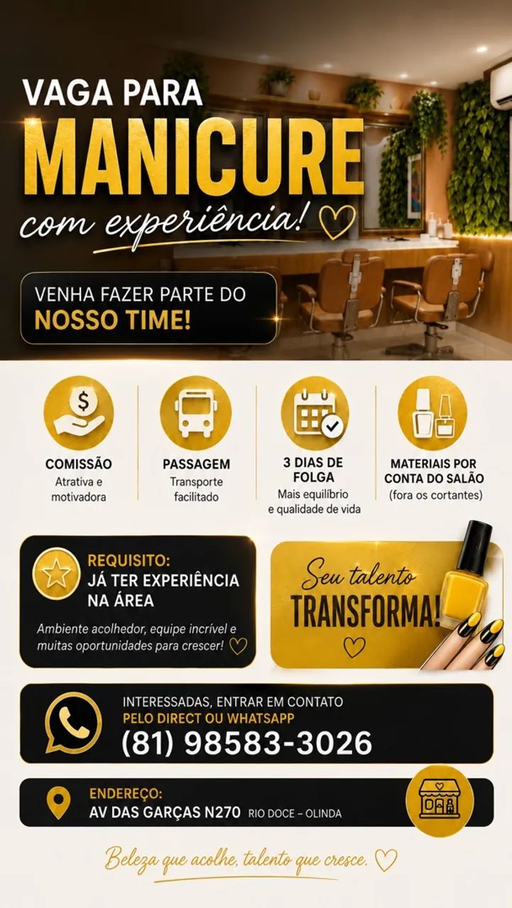 Vaga para manicure 