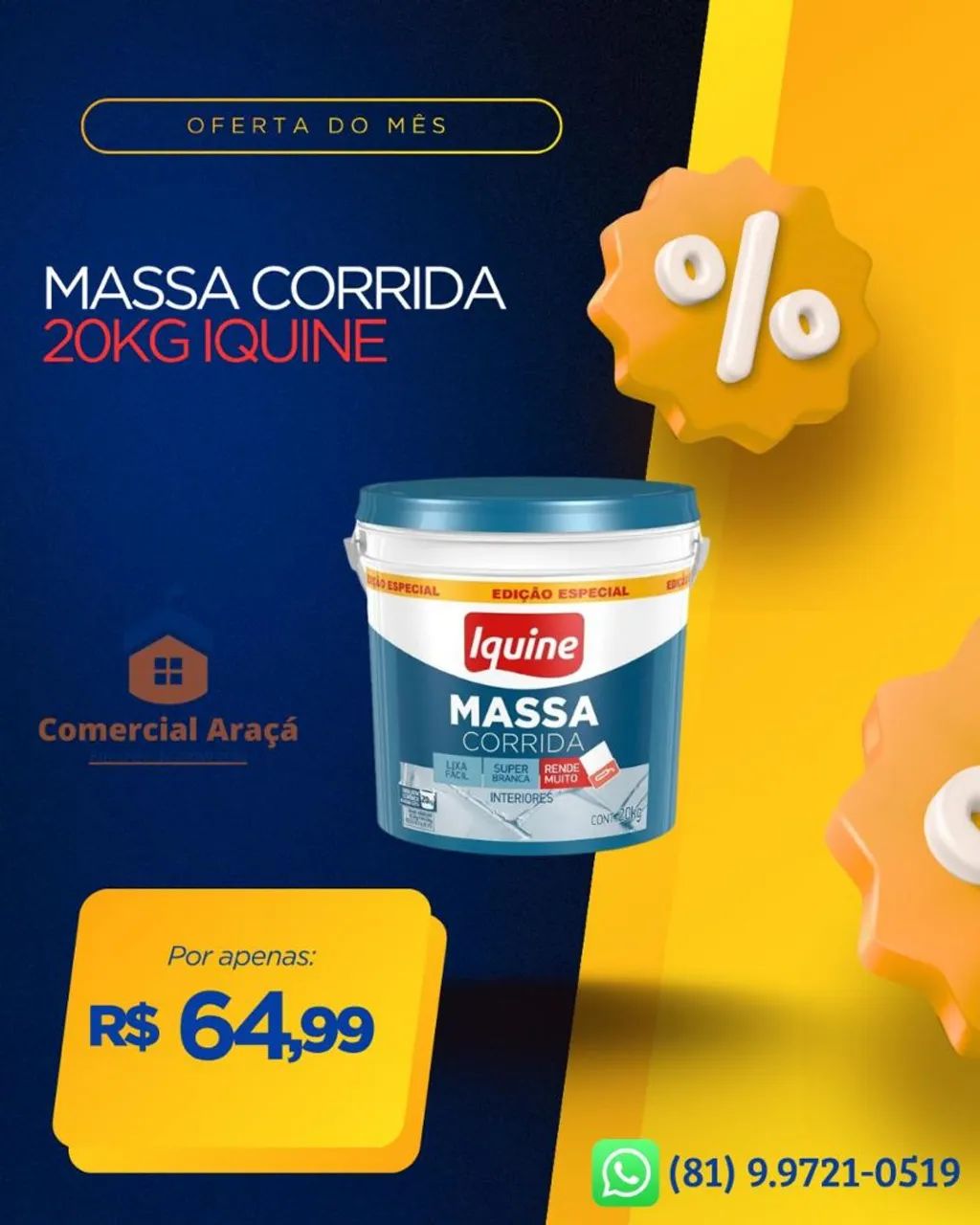 Massa corrida iquine 20kg 