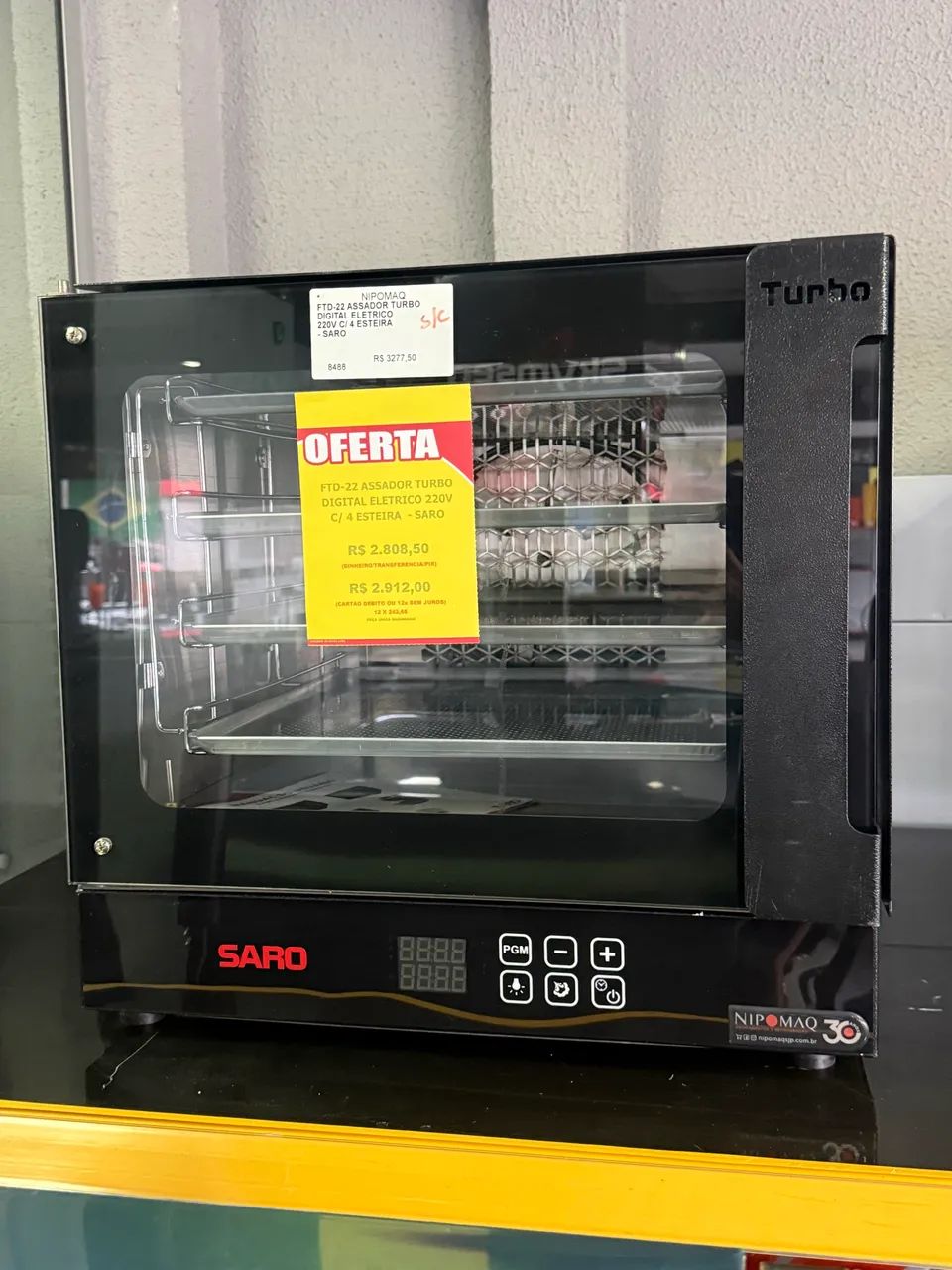 (Oferta) FTD-22 ASSADOR TURBO DIGITAL ELÉTRICO C/4 ESTEIRAS - Saro