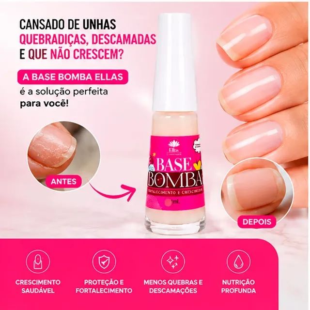 Base Fortalecedora P/ Unhas Ellas Cosméticos 5 ml - CM0081 - Foto 4