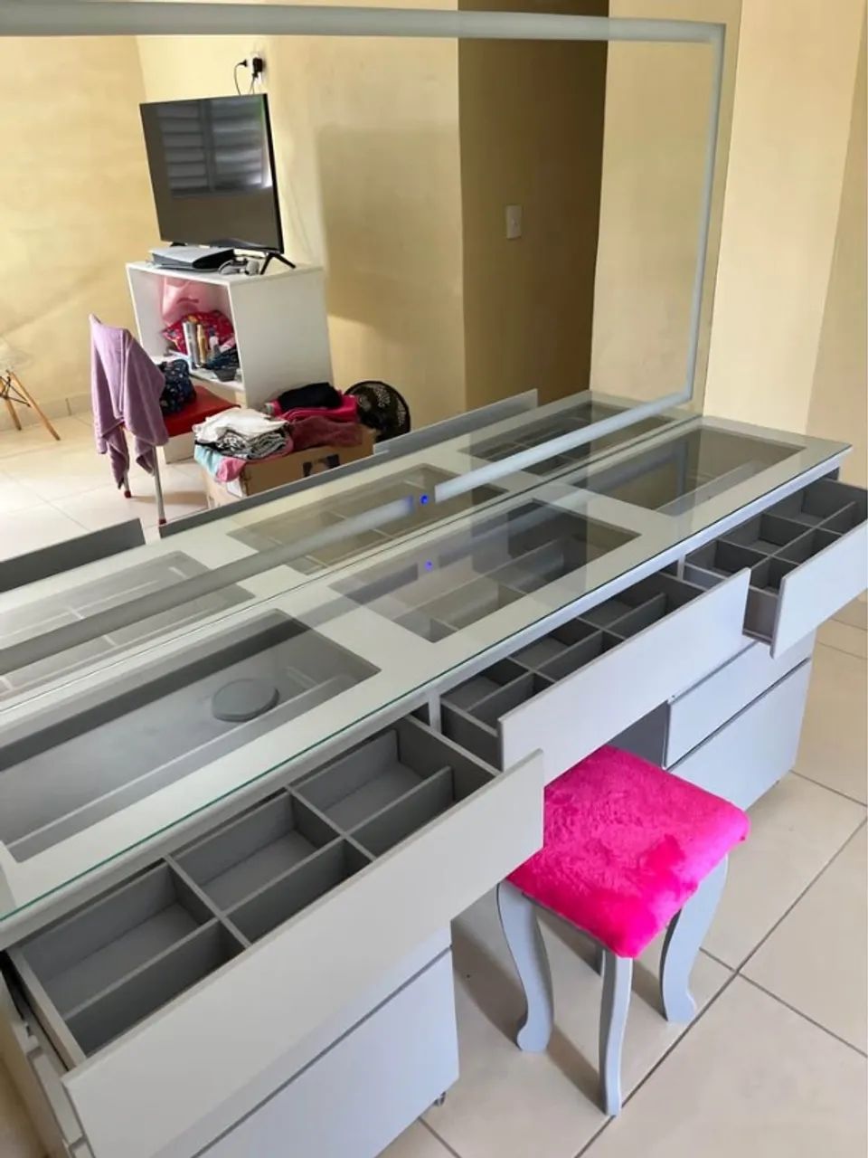 Penteadeira MDF Cinza com LED - Fabricamos sob encomenda  - Foto 2