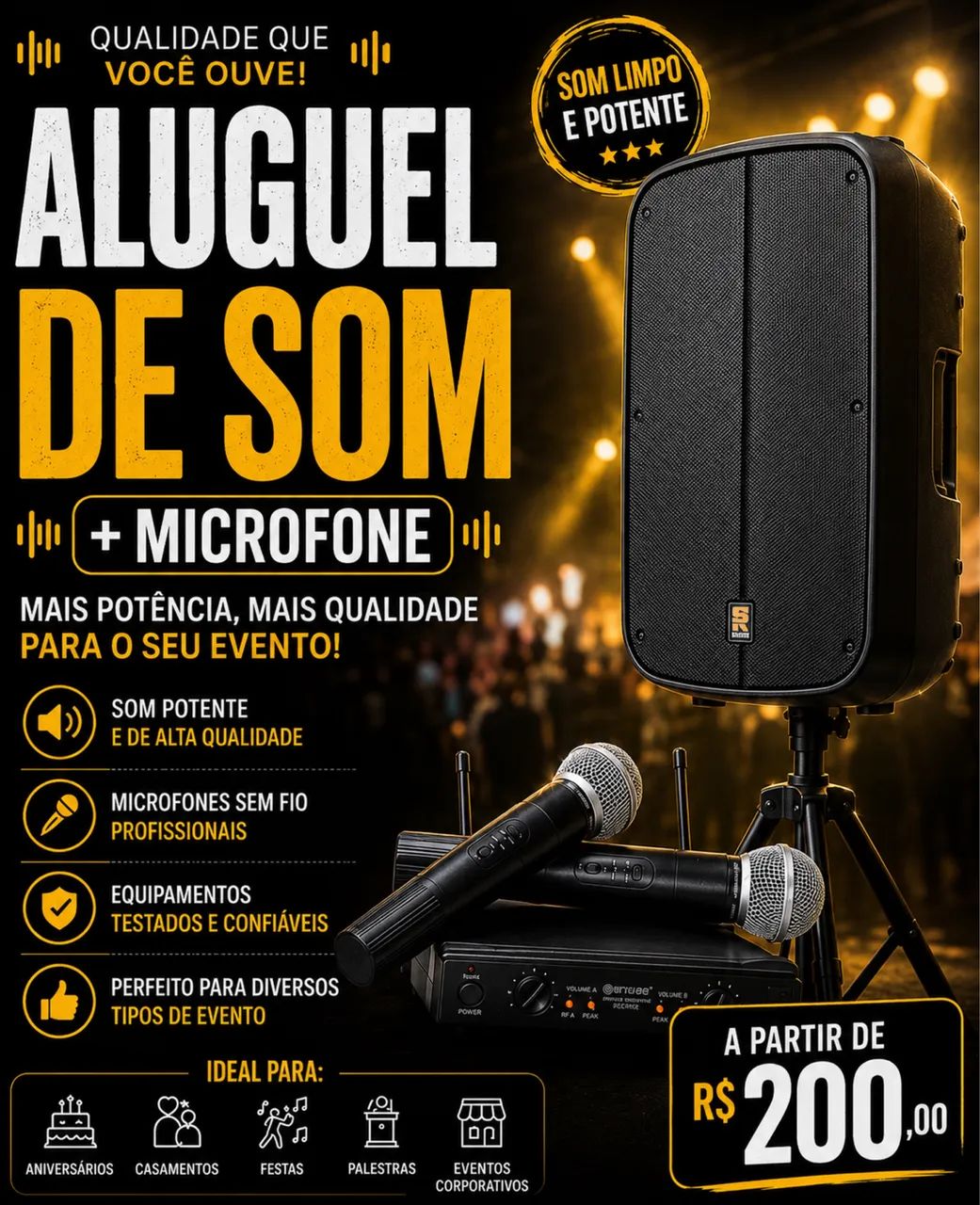 ALUGUEL de SOM e MICROFONE 