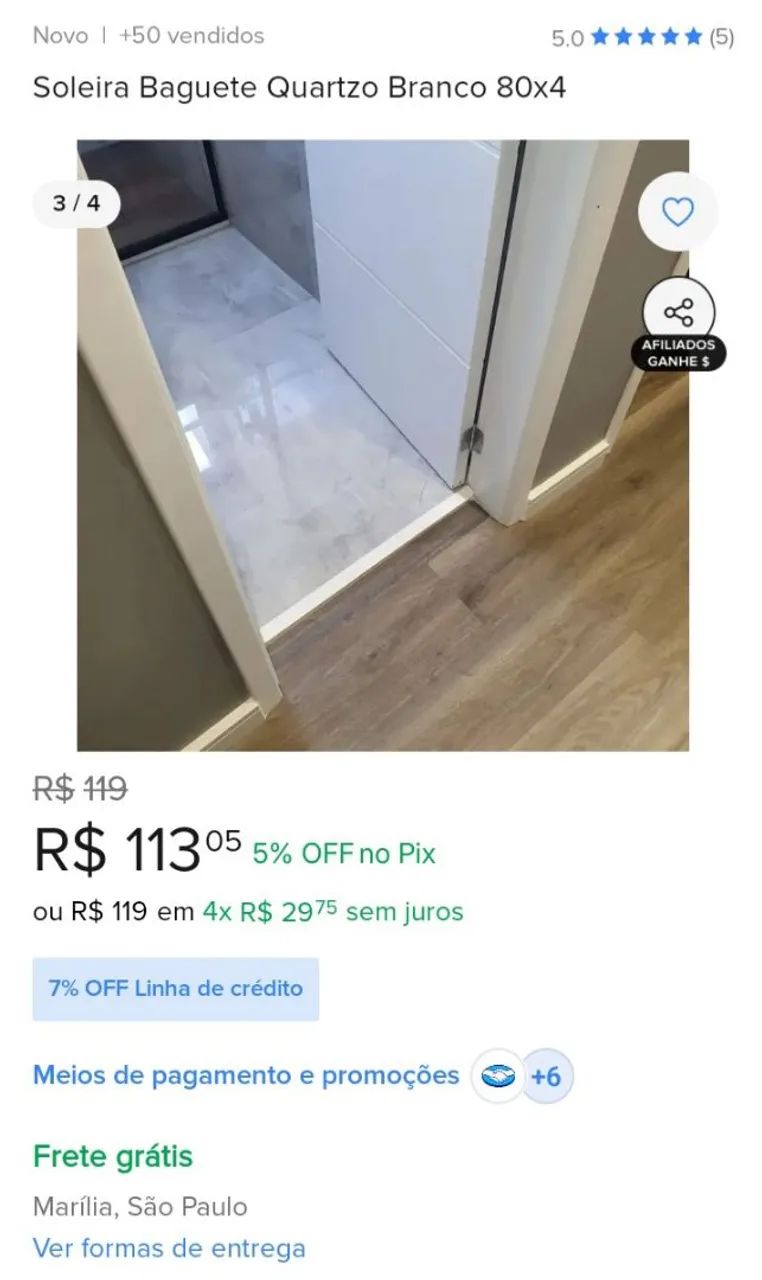 Soleira em quartzo branco - Foto 2